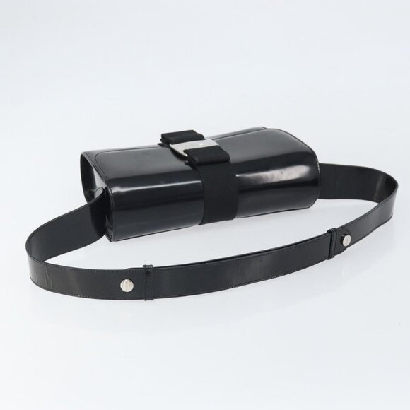 Authentic Salvatore Ferragamo Shoulder Bag Patent leather Black Silver - Picture 14 of 16